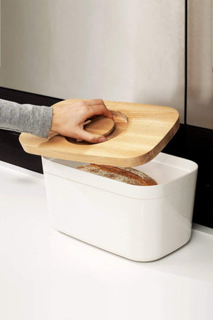 Carraig Donn Bread Bin with Cutting Board Lid in White