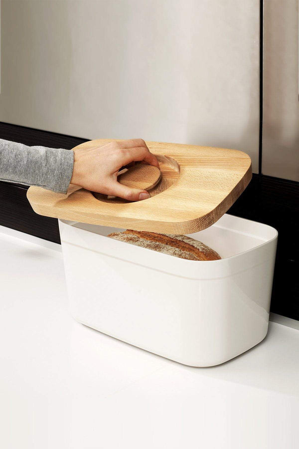 Carraig Donn Bread Bin with Cutting Board Lid in White