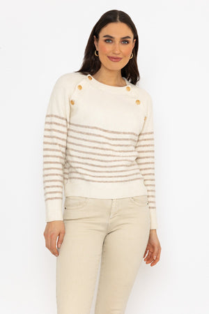 Carraig Donn Breton Brown Stripe Knit Jumper