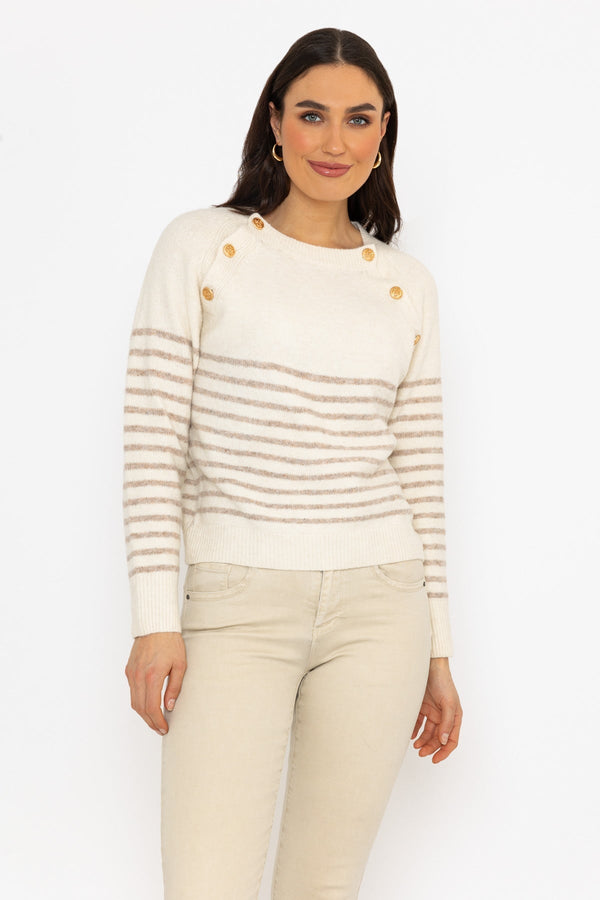 Carraig Donn Breton Brown Stripe Knit Jumper