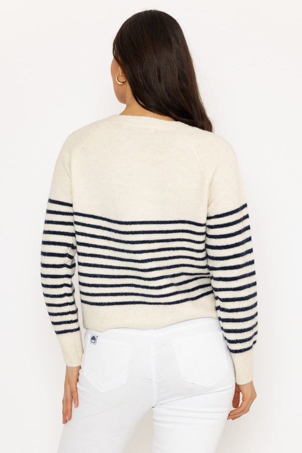 Carraig Donn Breton Navy Stripe Knit Jumper