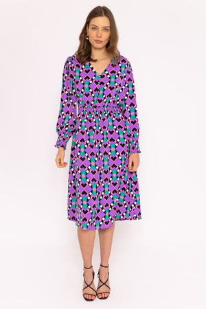 Carraig Donn Brioni Midi Dress in Lilac Print