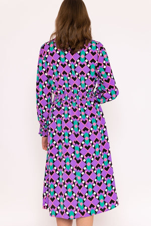 Carraig Donn Brioni Midi Dress in Lilac Print