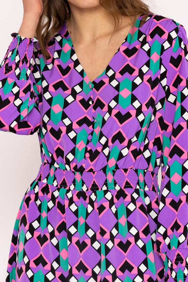 Carraig Donn Brioni Midi Dress in Lilac Print