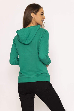 Carraig Donn Brooch Detail Hoody in Green