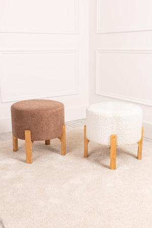 Carraig Donn Brown Linen Upholstered Stool