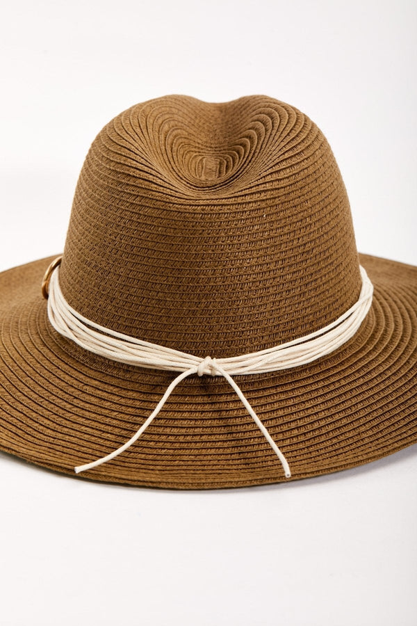 Carraig Donn Brown Straw Hat with Gold Clasp Detail