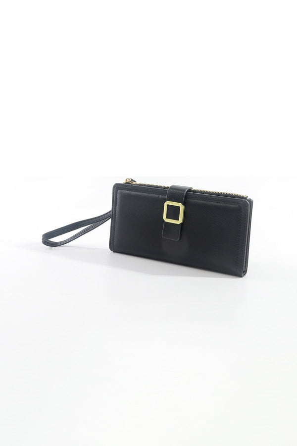 Carraig Donn Buckle Purse with Wrist Strap in Black