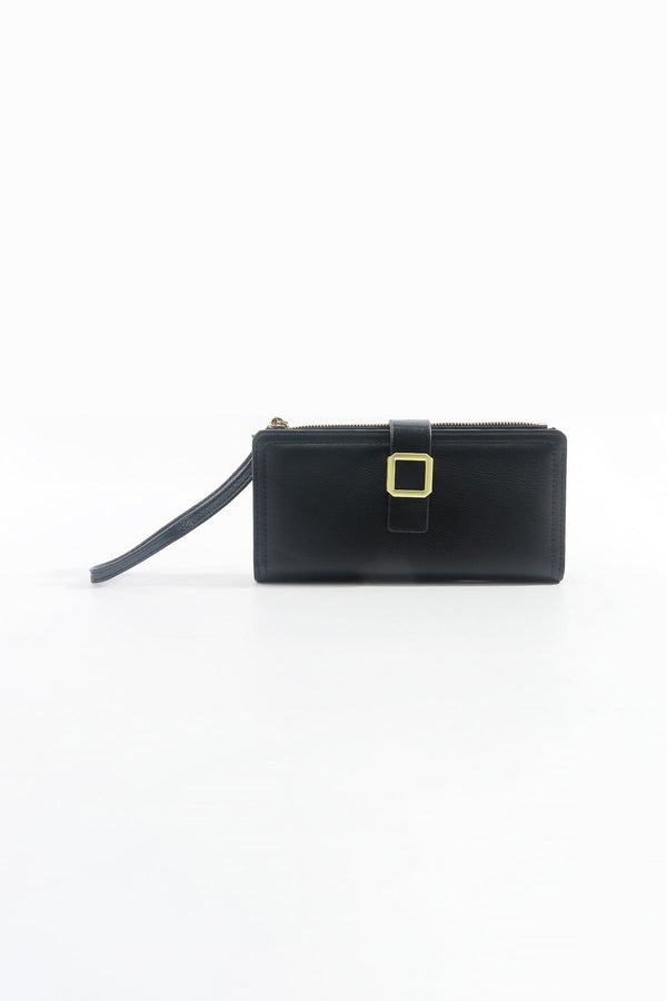 Carraig Donn Buckle Purse with Wrist Strap in Black
