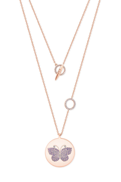Butterfly Disc Pendant in Rose Gold