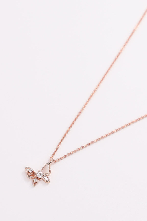 Carraig Donn Butterfly Necklace in Rose Gold