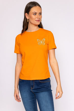 Carraig Donn Butterfly T-Shirt in Orange