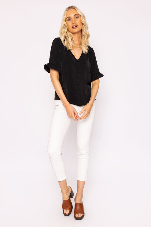 Button Blouse in Black