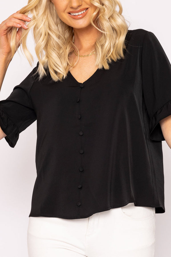 Carraig Donn Button Blouse in Black
