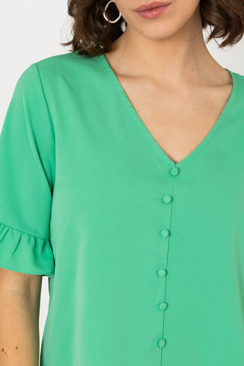Carraig Donn Button Blouse in Green