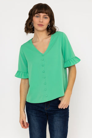 Carraig Donn Button Blouse in Green