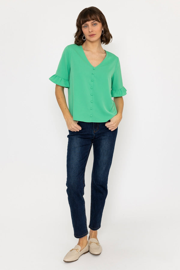 Carraig Donn Button Blouse in Green