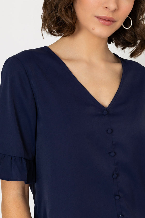 Carraig Donn Button Blouse in Navy
