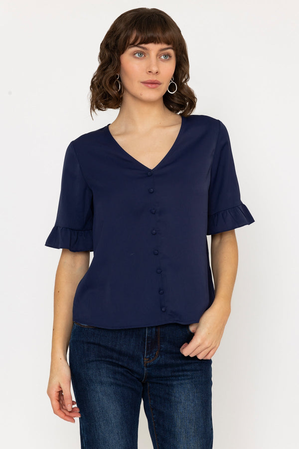 Carraig Donn Button Blouse in Navy