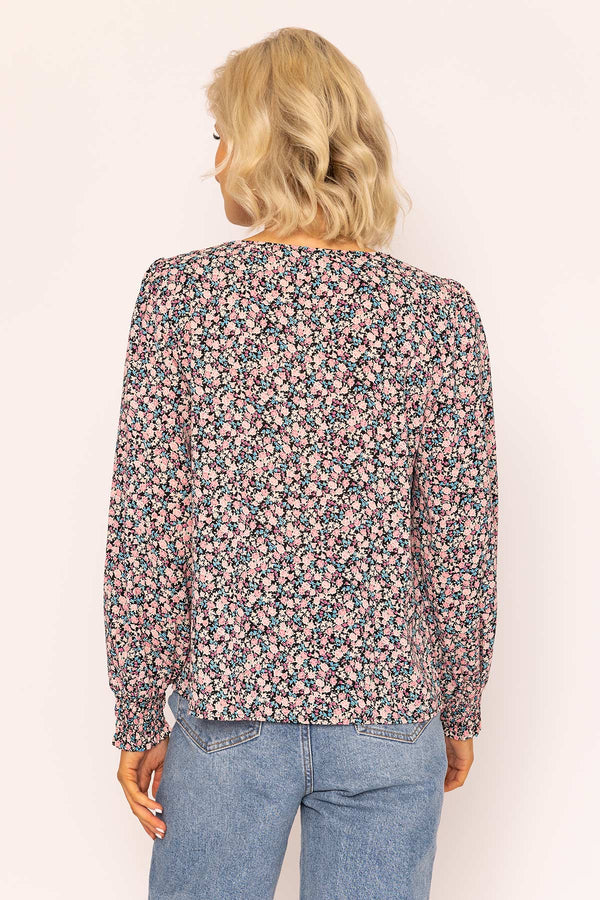 Carraig Donn Button Blouse in Pink Print