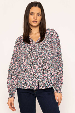 Carraig Donn Button Blouse in Pink Print