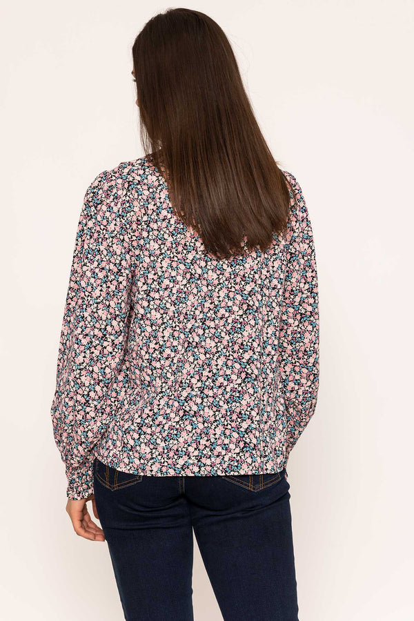 Carraig Donn Button Blouse in Pink Print