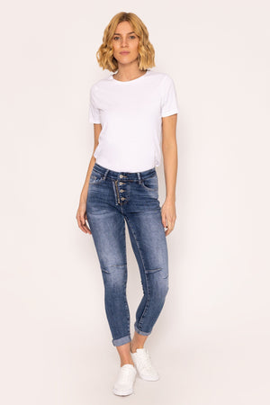 Carraig Donn Button Detail Jeans in Denim