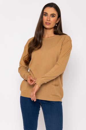 Carraig Donn Button Detail Knit in Camel