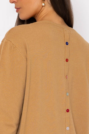 Carraig Donn Button Detail Knit in Camel