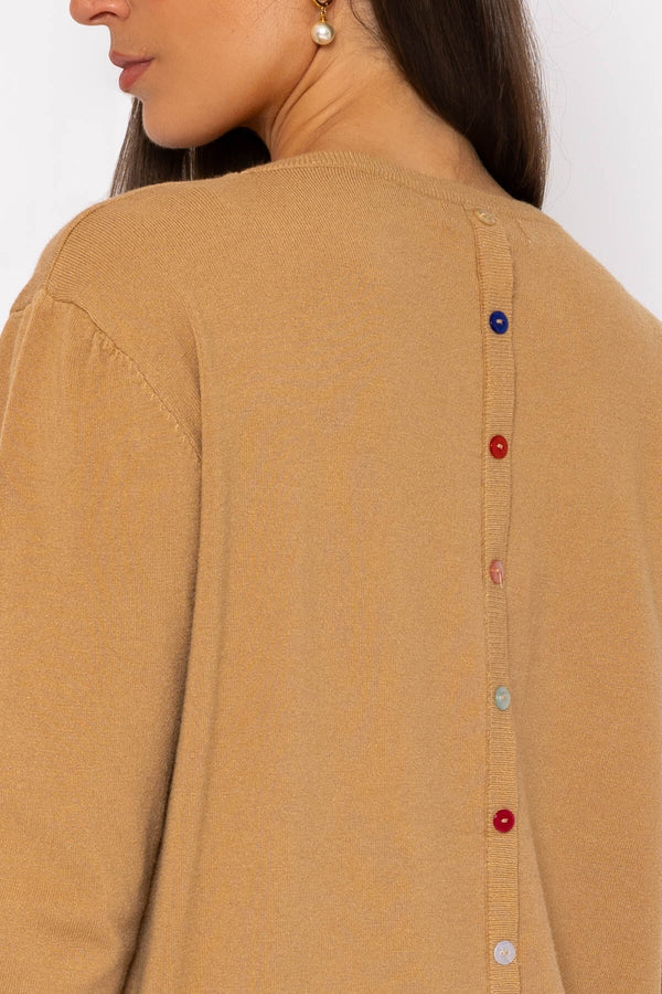 Carraig Donn Button Detail Knit in Camel