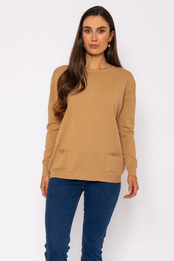 Carraig Donn Button Detail Knit in Camel