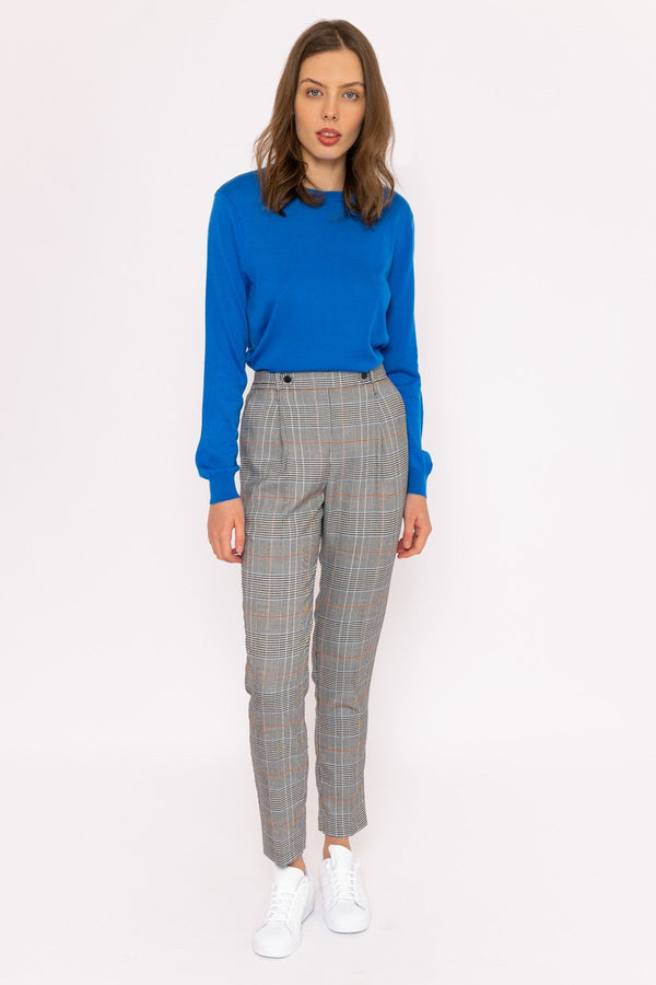 Carraig Donn Button Detail Tailored Pant in Check Print