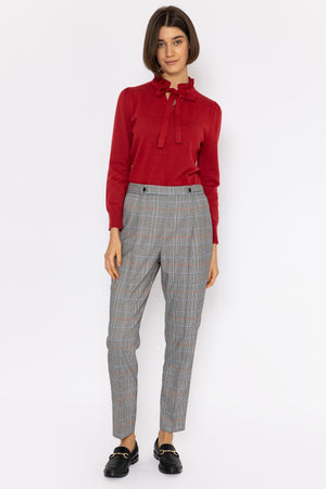 Carraig Donn Button Detail Tailored Pant in Check Print