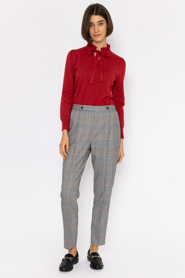 Carraig Donn Button Detail Tailored Pant in Check Print