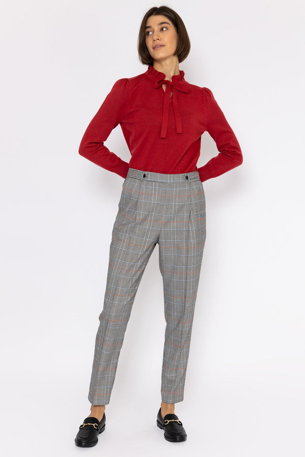 Carraig Donn Button Detail Tailored Pant in Check Print
