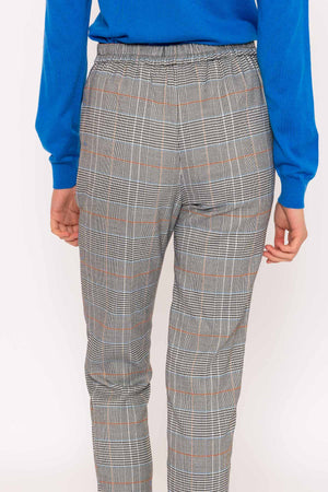Carraig Donn Button Detail Tailored Pant in Check Print