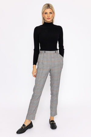 Carraig Donn Button Detail Tailored Pant in Check Print