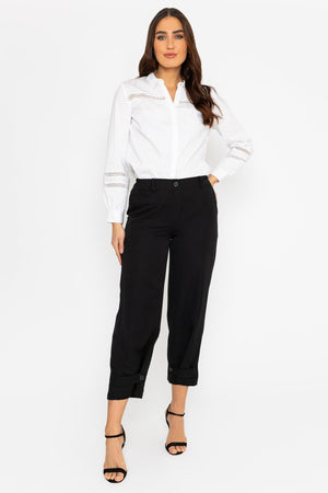 Carraig Donn Button Hem Trousers in Black