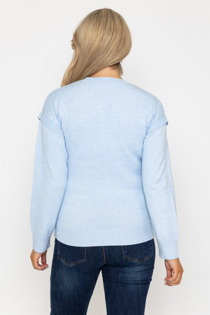 Carraig Donn Button Sleeve Knit in Blue