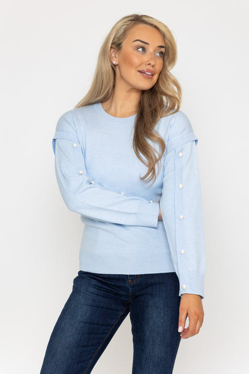 Button Sleeve Knit in Blue
