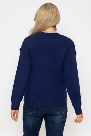Carraig Donn Button Sleeve Knit in Navy