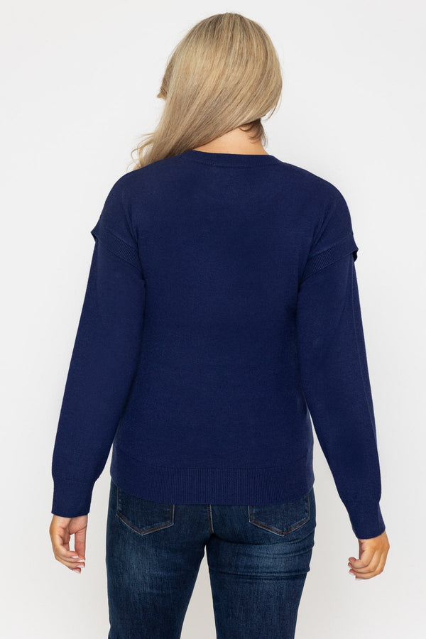 Carraig Donn Button Sleeve Knit in Navy