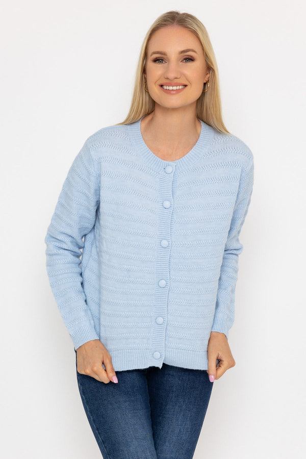 Carraig Donn Button Up Cardigan in Blue