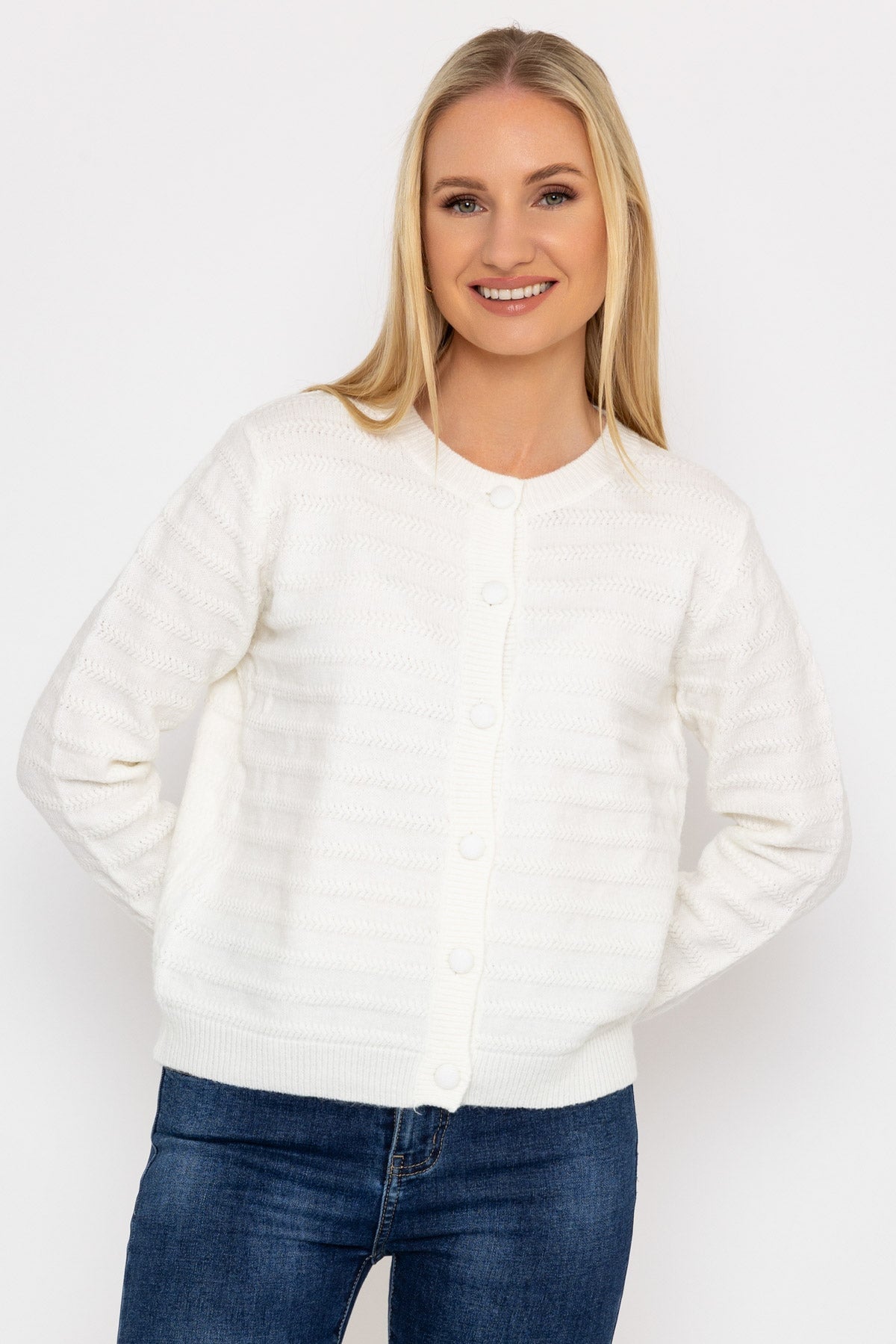 Button Up Cardigan in Ecru