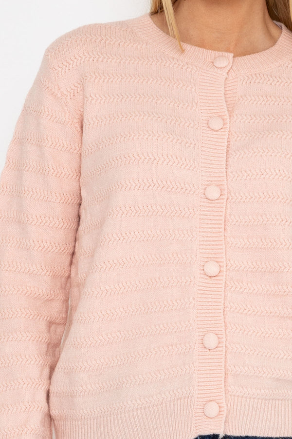 Carraig Donn Button Up Cardigan in Pink