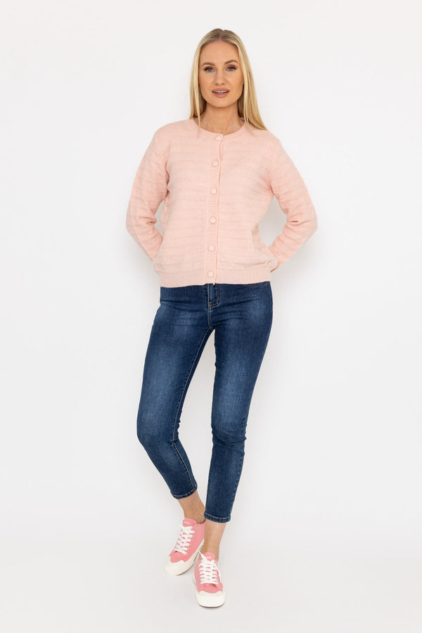Carraig Donn Button Up Cardigan in Pink