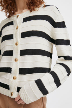 Carraig Donn Bymocca Cream Striped Cardigan