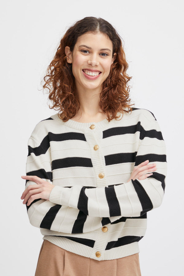 Carraig Donn Bymocca Cream Striped Cardigan