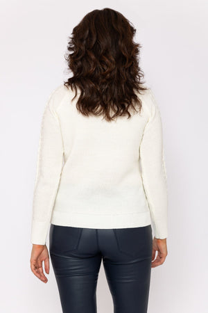 Carraig Donn Cable Knit Polo in White