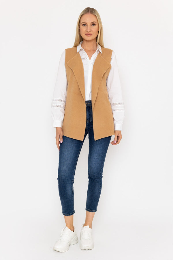 Carraig Donn Camel Knit Waistcoat
